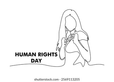 International Human Rights Day Concept. Single line draw design. Full length animation illustration. High quality 4k footage.