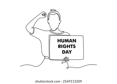 International Human Rights Day Concept. Single line draw design. Full length animation illustration. High quality 4k footage.