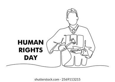 International Human Rights Day Concept. Single line draw design. Full length animation illustration. High quality 4k footage.