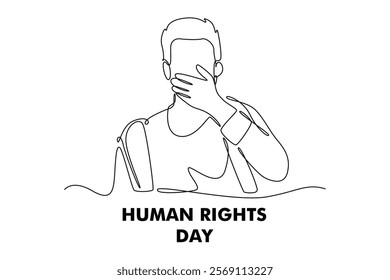 International Human Rights Day Concept. Single line draw design. Full length animation illustration. High quality 4k footage.