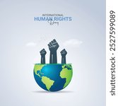 International Human Rights Day. Creative Human Rights Day. Human Rights creative design for banner, poster, and 3D Illustration.