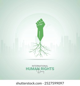 Día Internacional de los Derechos Humanos. Día de los Derechos Humanos Creativos. Diseño creativo de derechos humanos para Anuncio, póster e ilustración 3D.