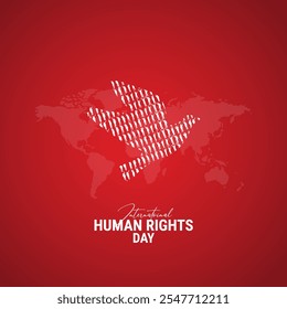 Dia Internacional dos Direitos Humanos. Dia dos Direitos Humanos Conceito criativo. Design criativo de Direitos Humanos para banner, cartaz e ilustração em 3D.