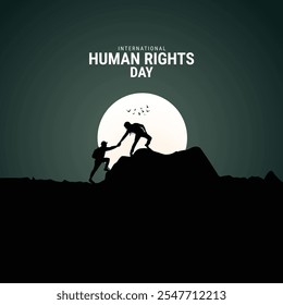 Dia Internacional dos Direitos Humanos. Dia dos Direitos Humanos Conceito criativo. Design criativo de Direitos Humanos para banner, cartaz e ilustração em 3D.