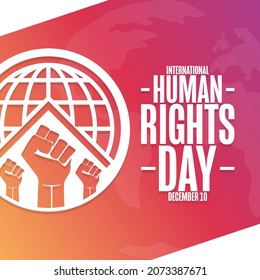 International Human Rights Day. December 10. Holiday concept. Template for background, banner, card, poster with text inscription. Vector EPS10 illustration