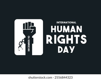 International Human Rights Day. December 10. Black background. Flat design vector. Eps 10.