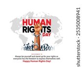 international Human Rights Day. drawn fist raise up breaking chain. abstract vector Illustration design.