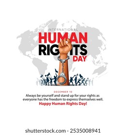 international Human Rights Day. drawn fist raise up breaking chain. abstract vector Illustration design.