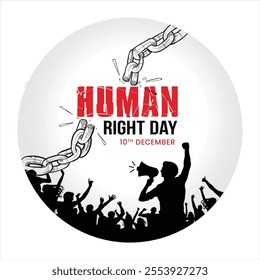 international Human Rights Day. drawn fist raise up breaking chain. abstract vector Illustration design.