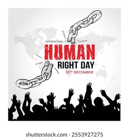 international Human Rights Day. drawn fist raise up breaking chain. abstract vector Illustration design.