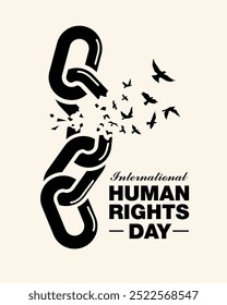 Día Internacional De Los Derechos Humanos, Libertad, Cadenas Que Se Transforman En Ilustración vectorial De Aves