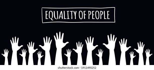 International Human Rights day illustration for global equality and peace with people hand prints, social diversity concept. Banner vector