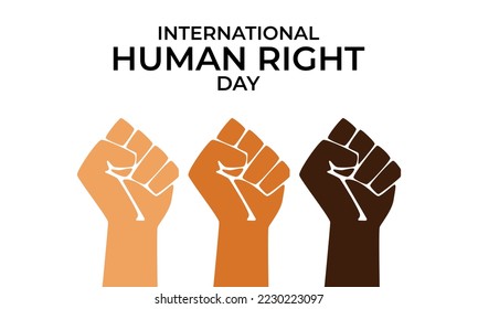 International Human Rights Day. An illustration of global equality and peace. The concept of social diversity. Solidarity fist.