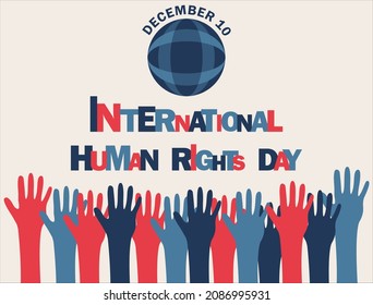 International human rights day on December 10, vector template with colourful background 