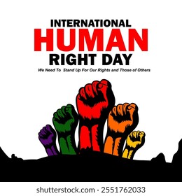 International Human Rights Day poster with an illustration of clenched fists