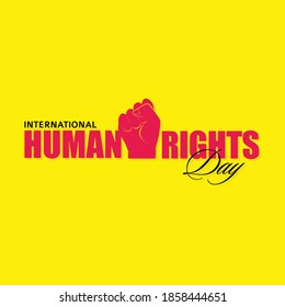 International Human Rights Day Typography With Raised Fist - Illustration