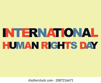 International human rights day typography vector background template for banners