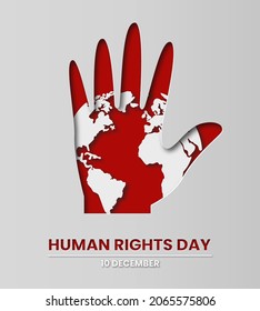 International Human Rights Day vector design in paper cut style. Vector for banners , poster, flyers or web site. Modern design. 10 December