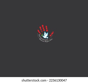 International Human Rights day vector concept. Pigeon and hand print. Isolated on Black Background. vector illustrations.