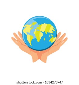 international human rights, hands holding planet support vector illustration detailed