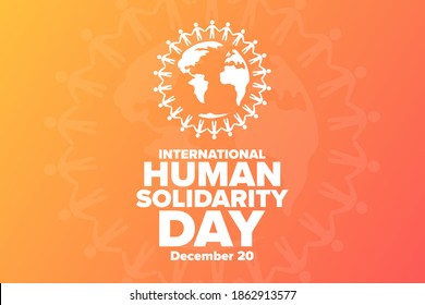 International Human Solidarity Day. December 20. Holiday concept. Template for background, banner, card, poster with text inscription. Vector EPS10 illustration