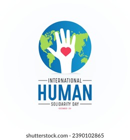 International Human Solidarity Day (IHSD) is observed every year on December 20. Vector template for banner, greeting card, poster with background. Vector illustration.