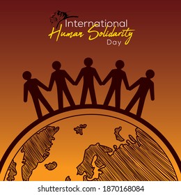 International Human Solidarity Day. men icon person silhouette World Globe Concept