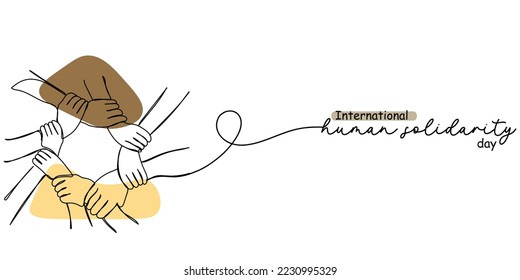 International Human solidarity day observed on 20th December line art poster and banner designs. United we stand divided we fall. Concept of human solidarity and togetherness. harmony and strength.