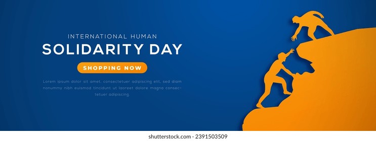 International Human Solidarity Day Paper cut style Vector Design Illustration for Background, Poster, Banner, Advertising, Greeting Card