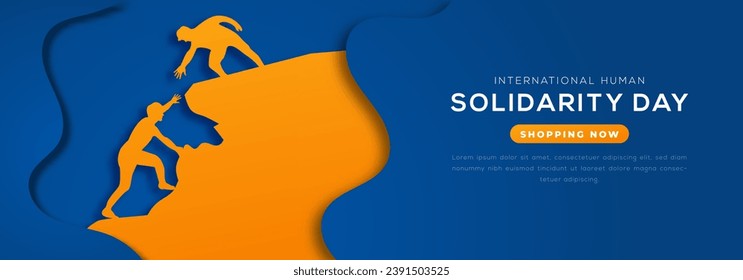 International Human Solidarity Day Paper cut style Vector Design Illustration for Background, Poster, Banner, Advertising, Greeting Card