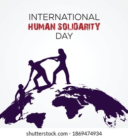 International Human Solidarity Day. People help person silhouette World Globe Concept