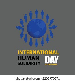 international human solidirity day 20 december typography with humans around world map vector.