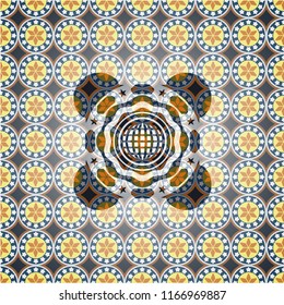 international icon inside arabesque style emblem. arabic decoration.