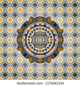 international icon inside arabesque style emblem. arabic decoration.