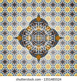 international icon inside arabesque style badge. arabic decoration.