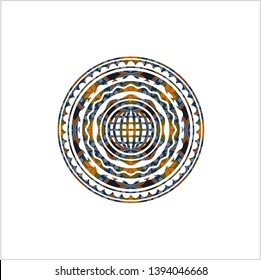 international icon inside arabesque style emblem. arabic decoration.
