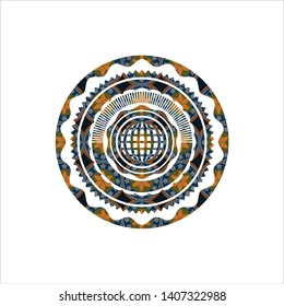 international icon inside arabesque style badge. arabic decoration.