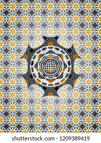 international icon inside arabic emblem. Arabesque decoration.