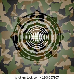 international icon inside camouflage texture