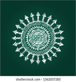 international icon inside chalk emblem
