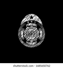 international icon inside chalkboard emblem