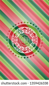 international icon inside christmas colors style emblem.