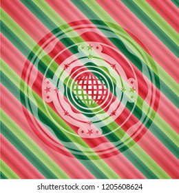 international icon inside christmas style badge..