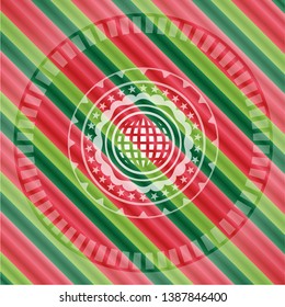 international icon inside christmas style emblem.