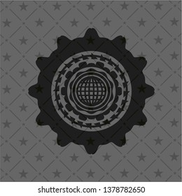 international icon inside dark emblem. Retro