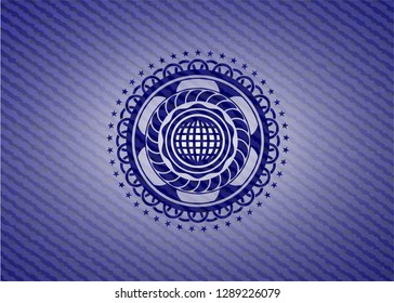 international icon inside denim background