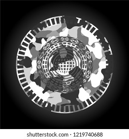 international icon inside grey camo emblem