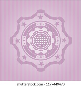 international icon inside pink emblem