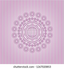 international icon inside pink emblem