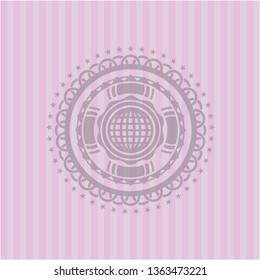 international icon inside pink emblem